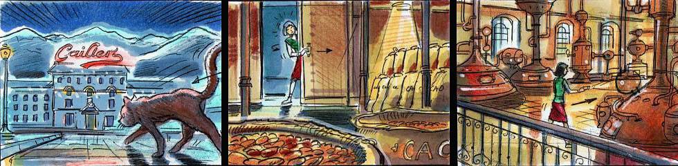 Chocolats Cailler - storyboard Gilles Cornu 1/9